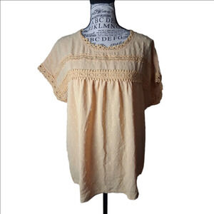 UVN Small Summer Shirts for Women Short Sleeve Blouses Crewneck Lace Nwt